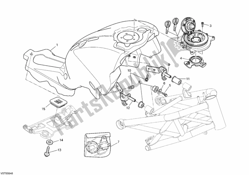 Alle onderdelen voor de Benzinetank van de Ducati Monster 696 USA 2010